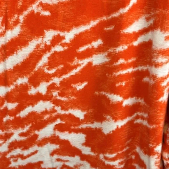 Michael Kors Off-Shoulder 3/4 Sleeve Top, Orange White | 2X - Picture 5 of 10